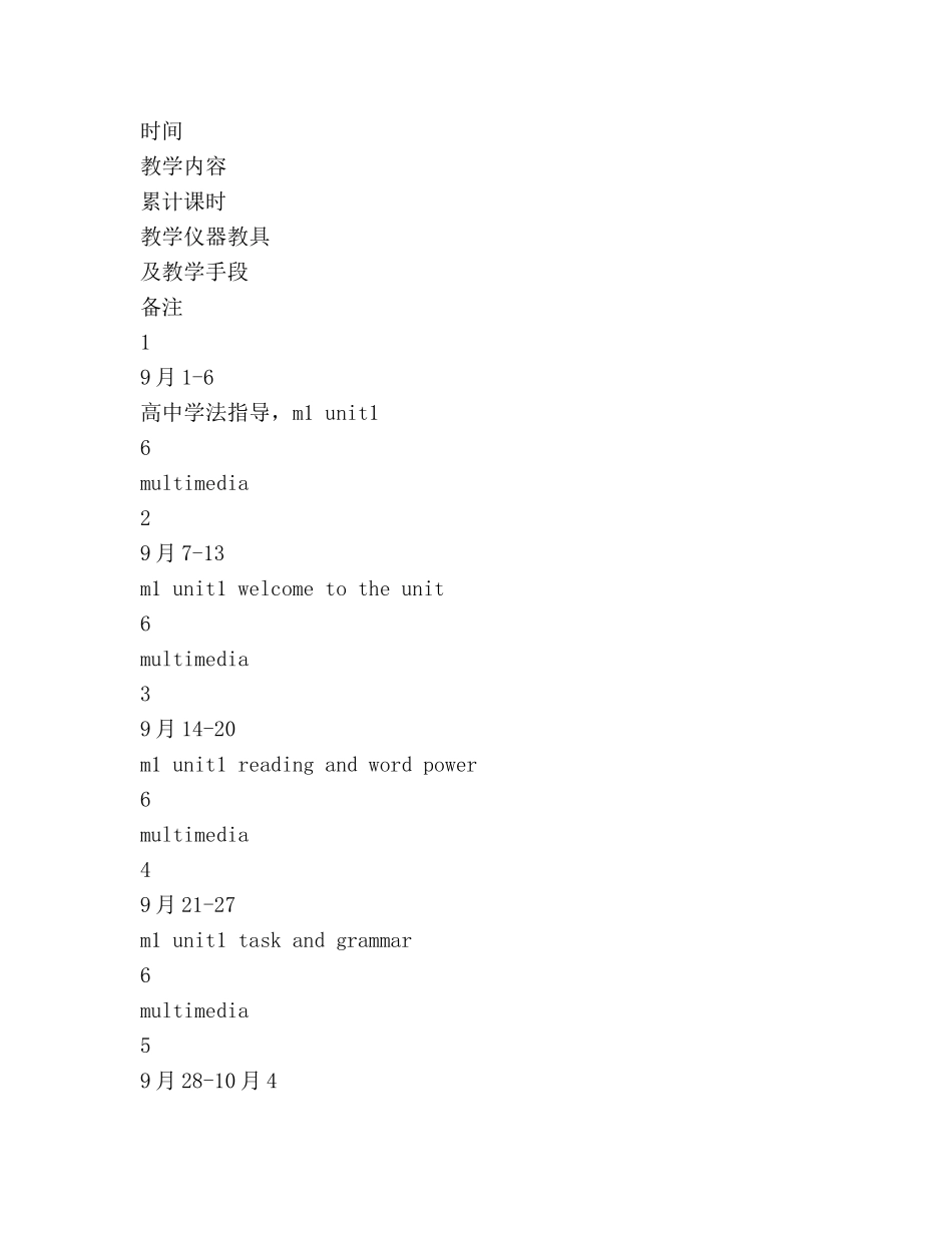 第一学期教学参考计划 _第2页