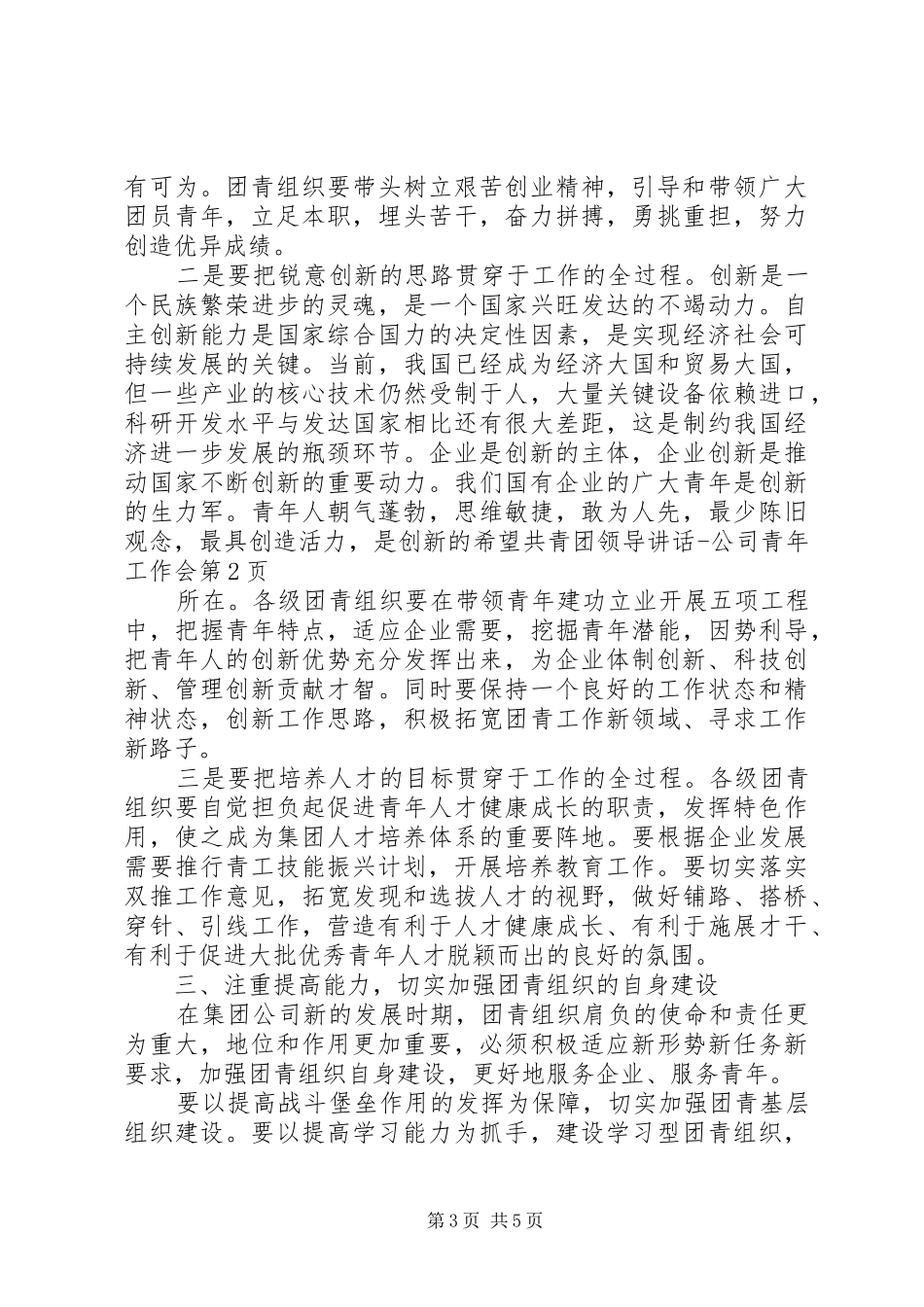 共青团领导讲话发言公司青年工作会_第3页