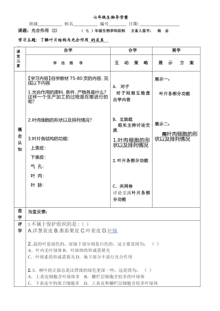 光合作用导学案（2）