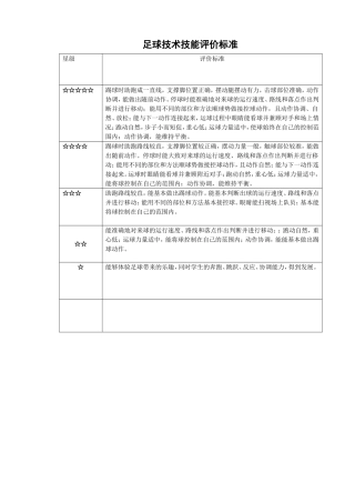 足球技术技能评价标准