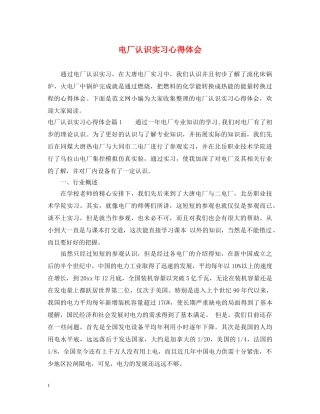 电厂认识实习心得体会 