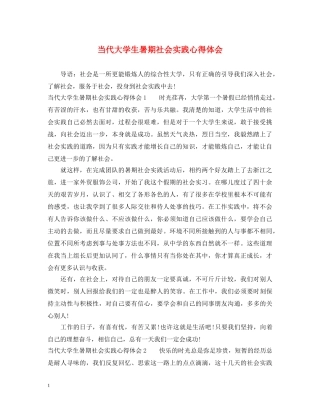 当代大学生暑期社会实践心得体会 
