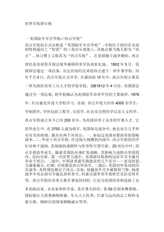 世界军校排行榜