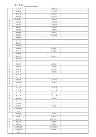 住宅项目调表格