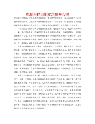 电视台栏目组实习参考心得 