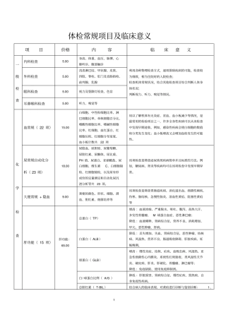体检常规项目及临床意义