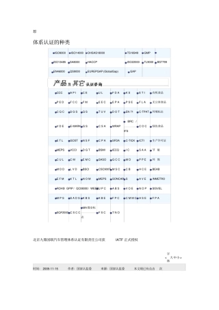体系认证的种类及认证机构