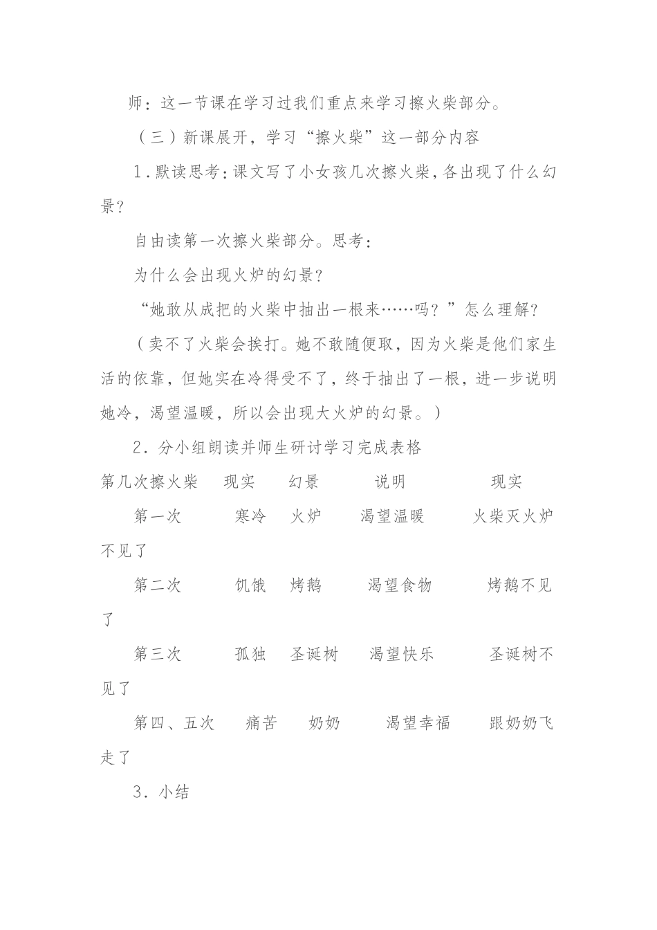 教案《买火柴的小女孩》_第2页