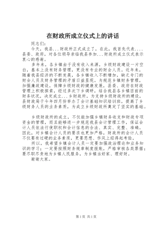 在财政所成立仪式上的讲话发言_1