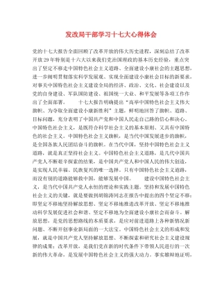 发改局干部学习十七大心得体会 