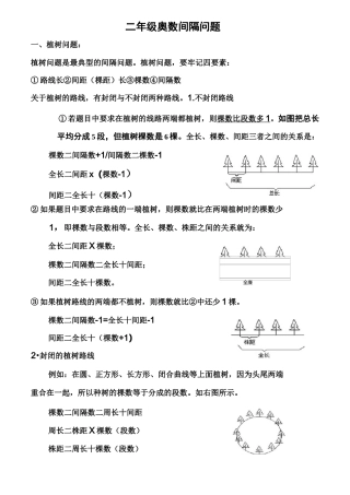 小学二年级奥数间隔问题练习