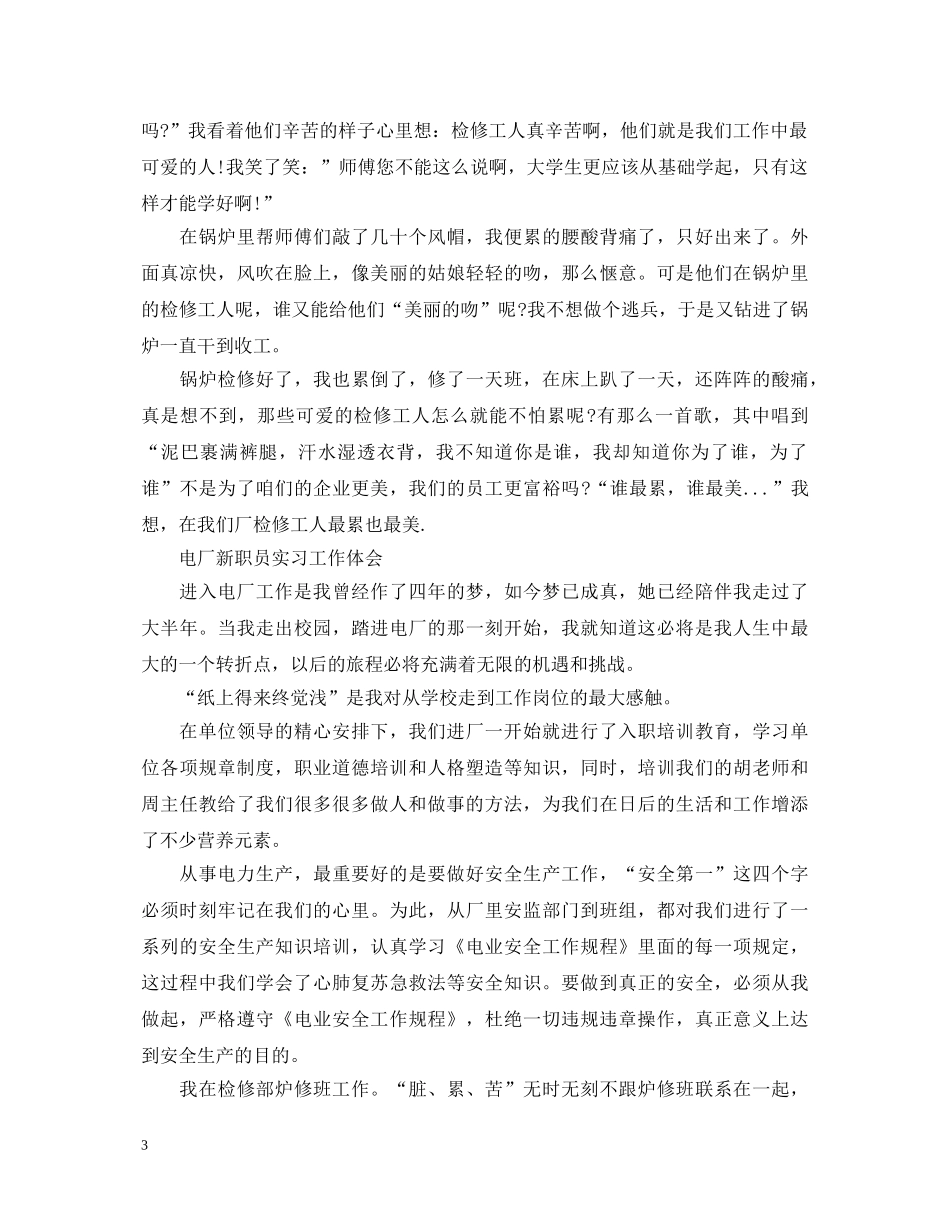 电厂部门实习心得体会 _第3页