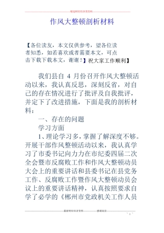 作风大整顿剖析材料