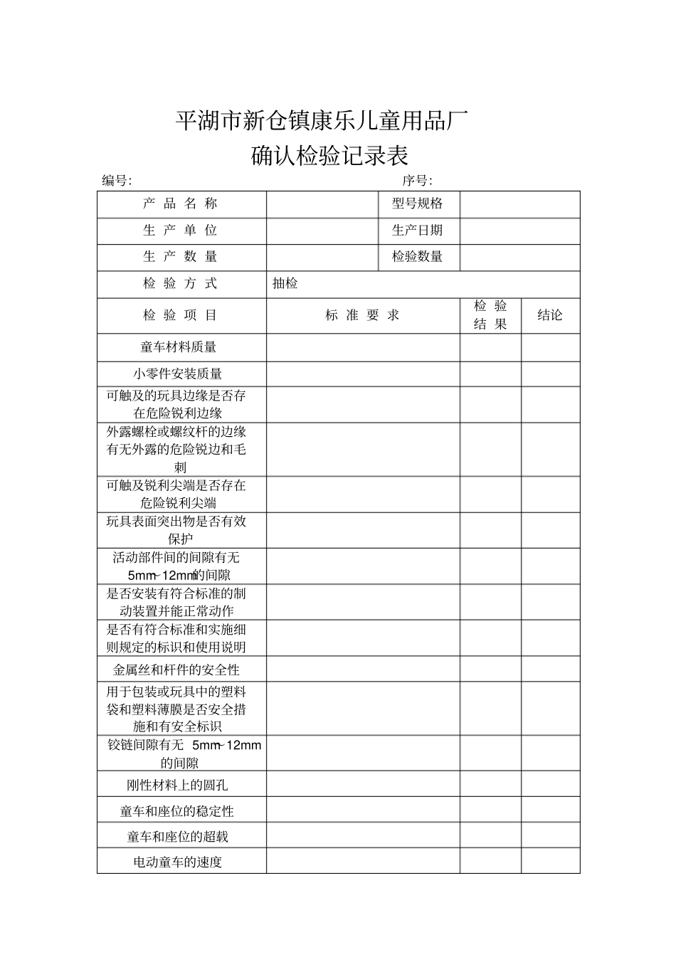 例行确认检验记录表_第2页