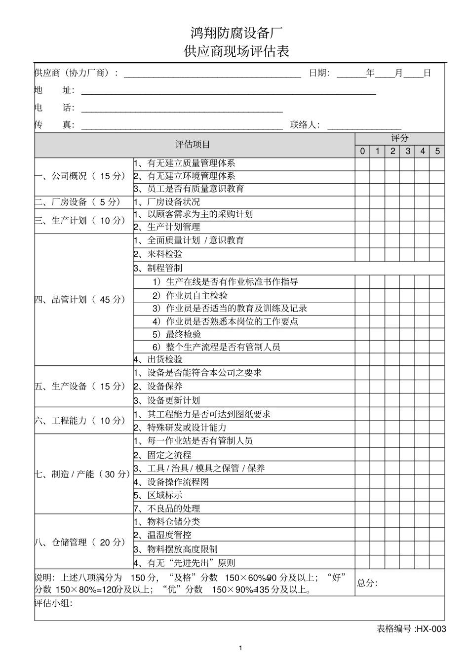 供应商现场评价表_第1页