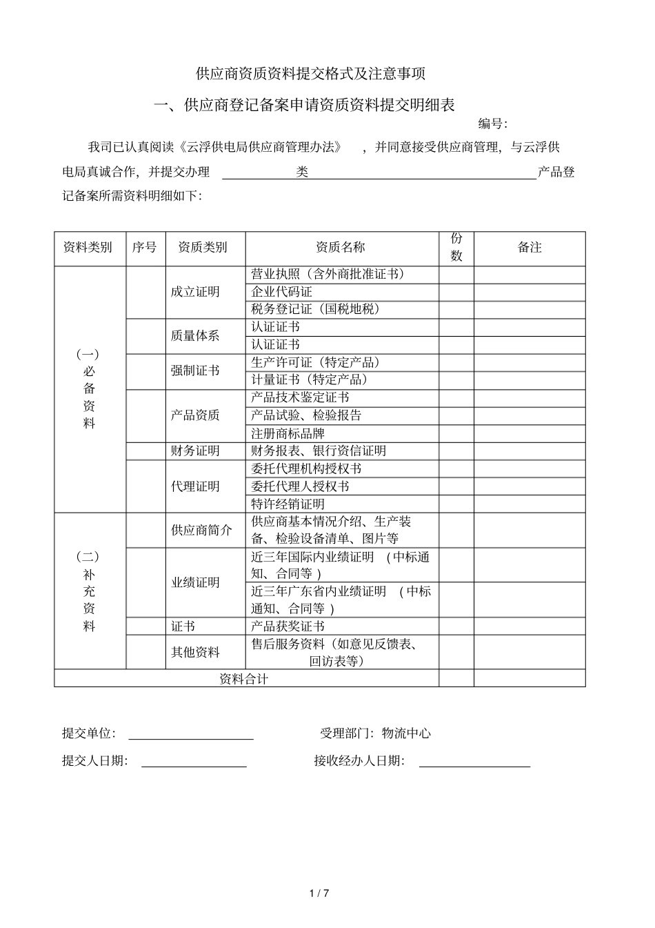 供应商资质资料提交格式及注意事项_第1页