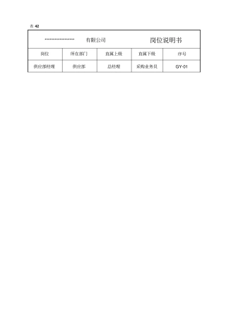 供应部相关岗位人员工作职责