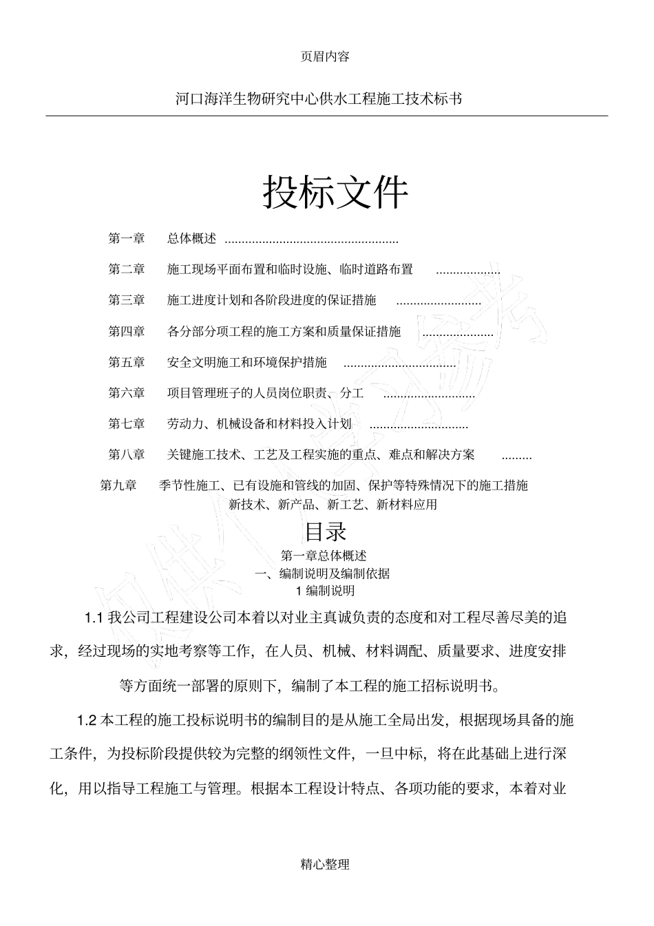 供水管道技术标书_第1页