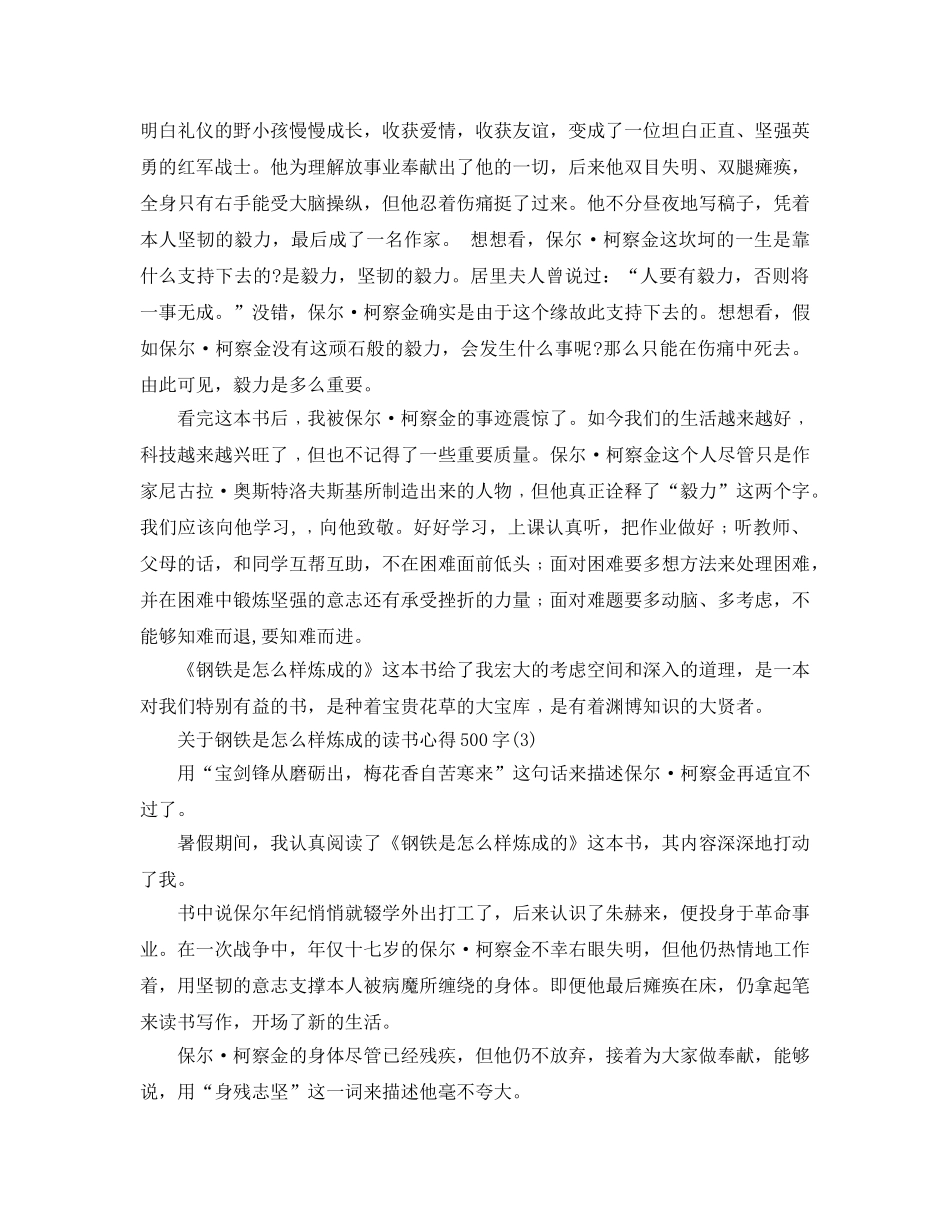 钢铁是怎样炼成的读书参考心得500字5篇 _第2页