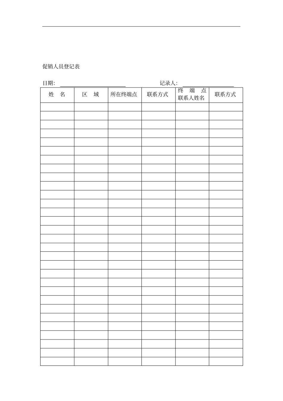 促销人员信息登记表_第1页