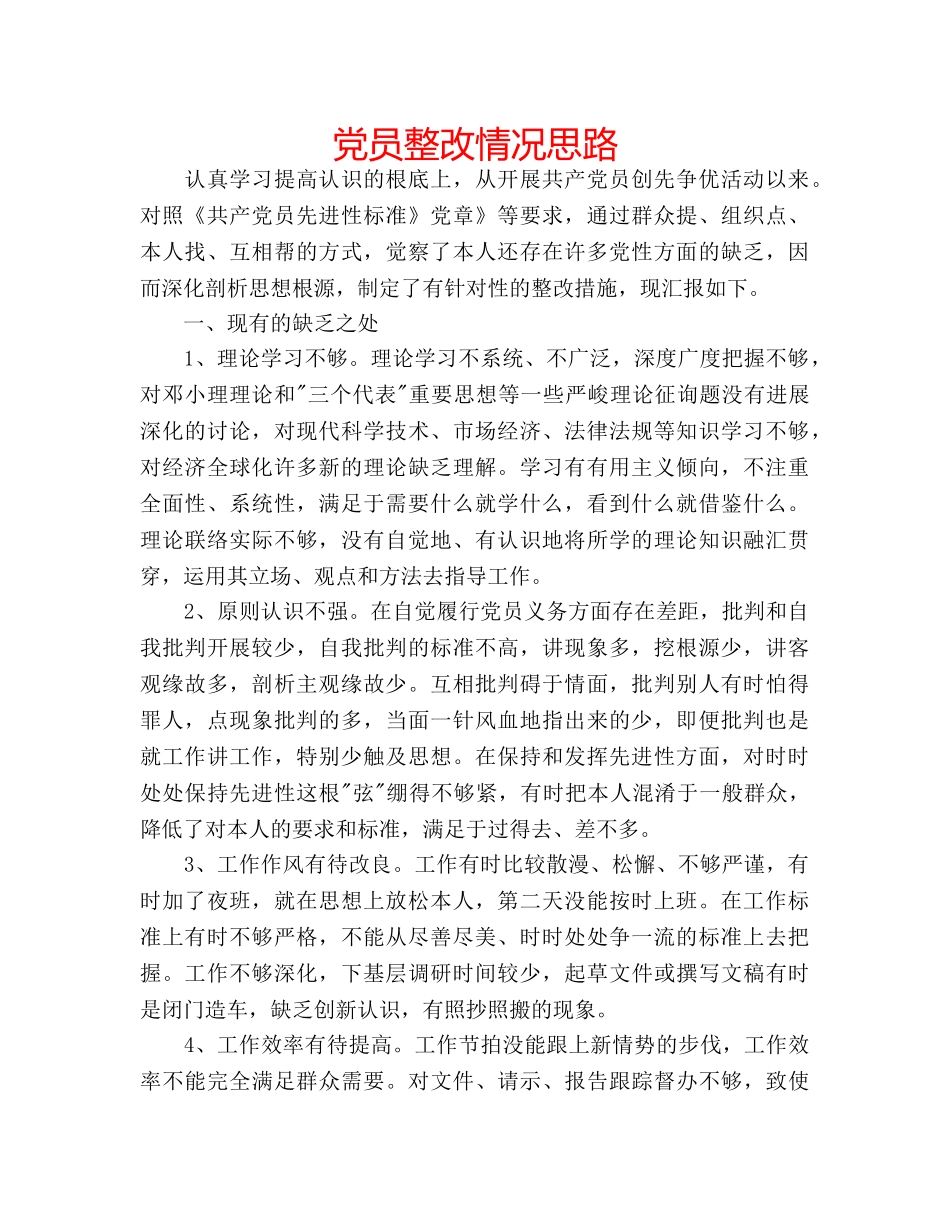 党员整改情况思路 _第1页