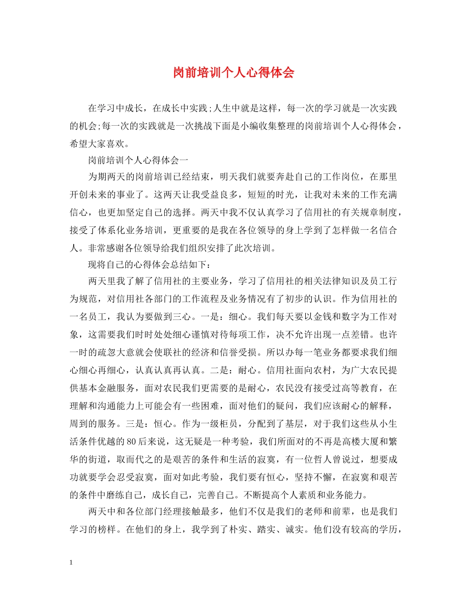 岗前培训个人心得体会 (000002)_第1页