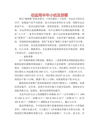 动监局半年小结及部署 