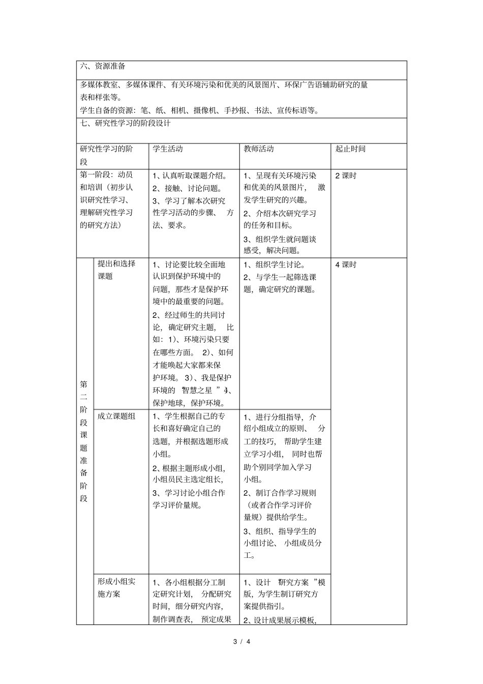 保护环境保护我们的家园研究性学习设计方案_第3页