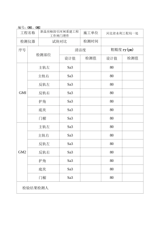 表面防腐蚀涂层厚度检测记录表汇总