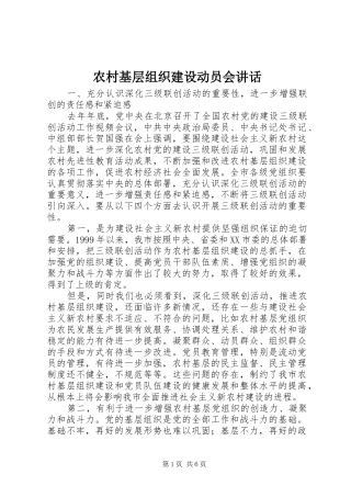 农村基层组织建设动员会讲话发言