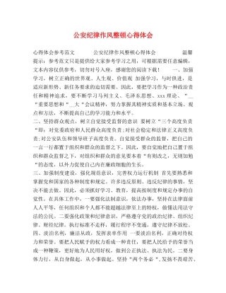 公安纪律作风整顿心得体会 