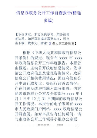 信息办政务公开工作自查报告精选多篇