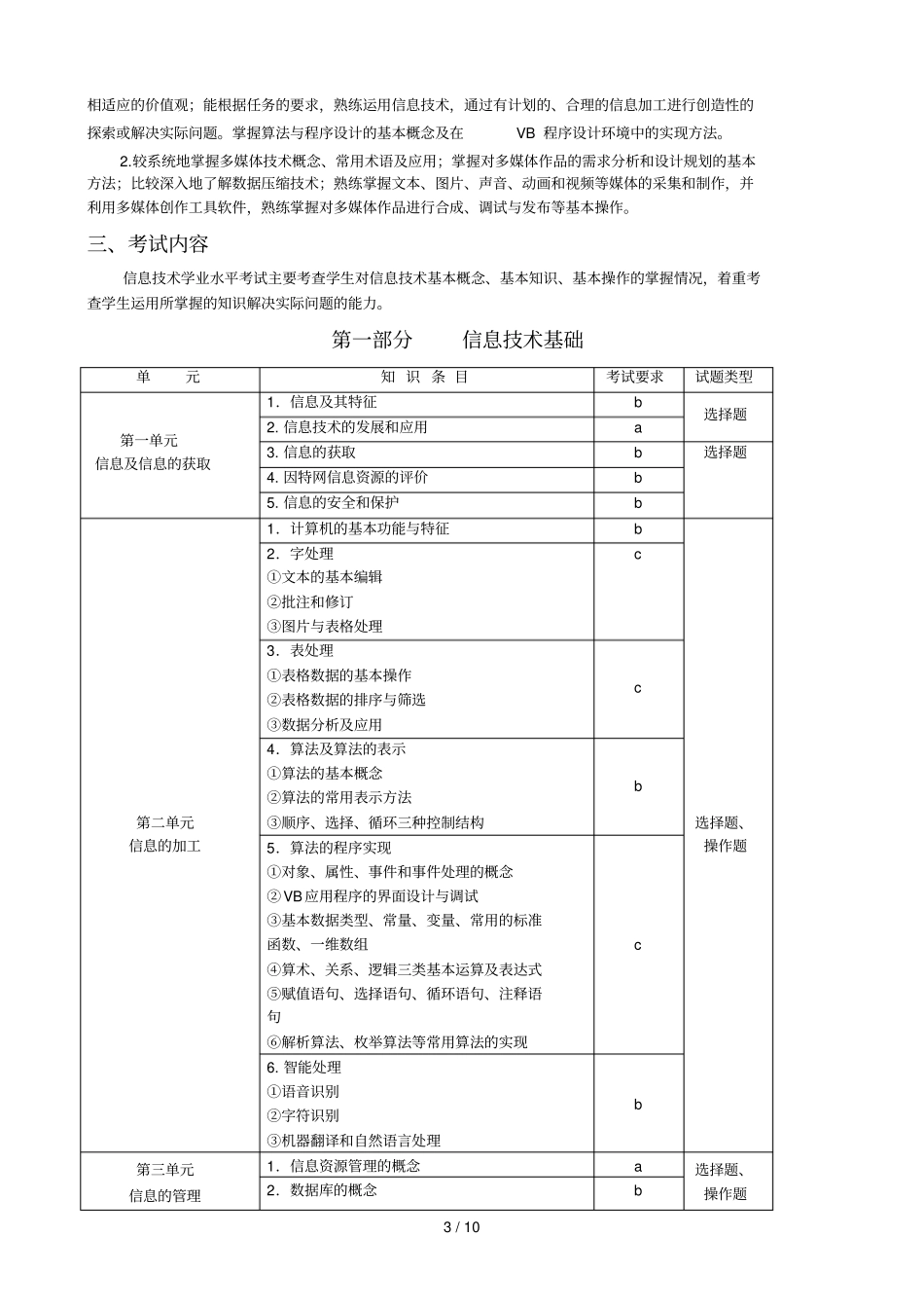 信息应用技术学业水平考试标准_第3页
