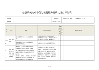 信息系统灾难备份与恢复服务资质认证自评价表