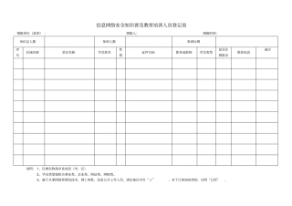 信息网络安全知识普及教育培训人员登记表解析