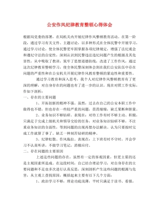 公安作风纪律教育整顿心得体会 