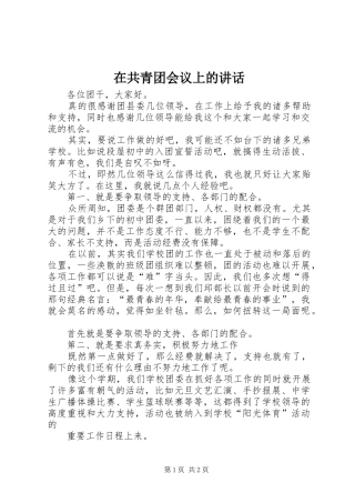 在共青团会议上的讲话发言