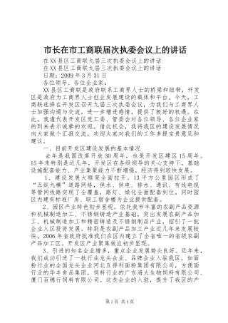 市长在市工商联届次执委会议上的讲话发言
