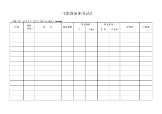 实验室仪器设备使用记录表(10设备)