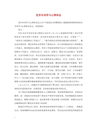 党员冬训学习心得体会 