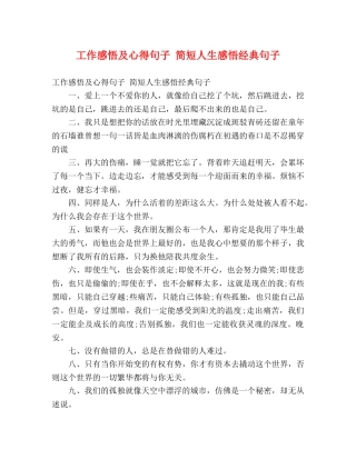 工作感悟及心得句子 简短人生感悟经典句子 