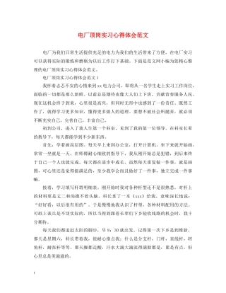 电厂顶岗实习心得体会范文 