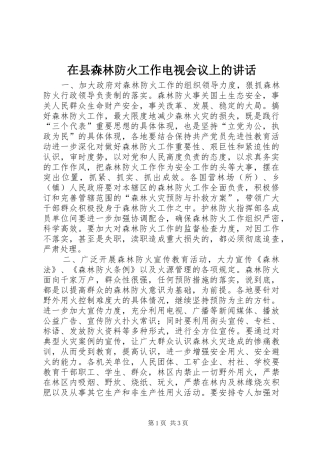 在县森林防火工作电视会议上的讲话发言_1