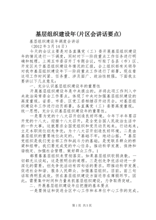 基层组织建设年(片区会讲话发言要点)