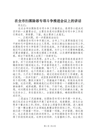 在全市扫黑除恶专项斗争推进会议上的讲话发言