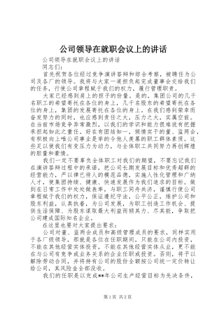 公司领导在就职会议上的讲话发言
