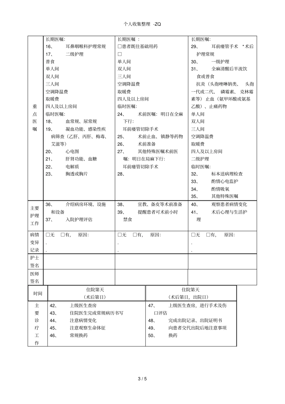 先天性耳前瘘管手术临床路径B_第3页