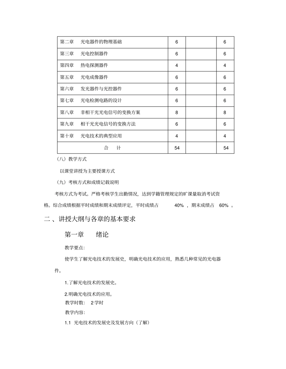 光电器件与技术课程教学大纲_第2页