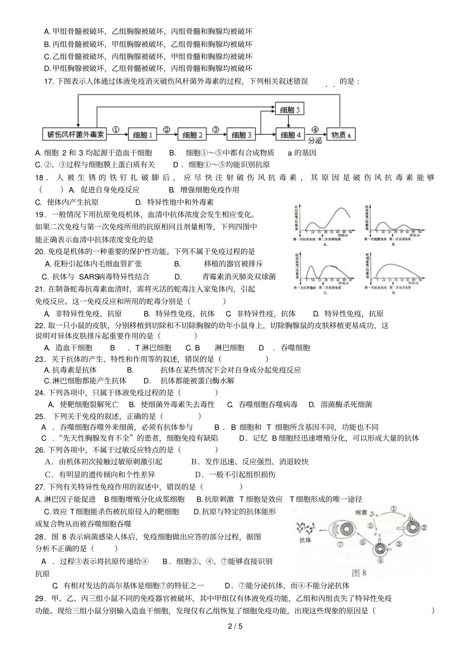 免疫调节专题测验_第2页