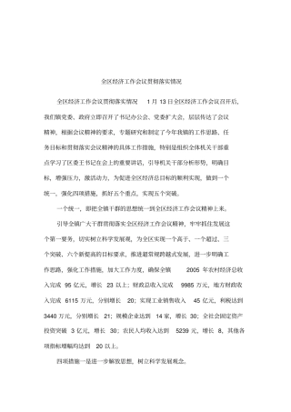 全区经济工作会议贯彻落实情况